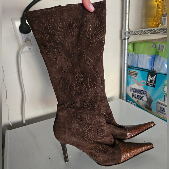 So Y2K Colin Stuart brown boots laser cut - Picture 3 of 7